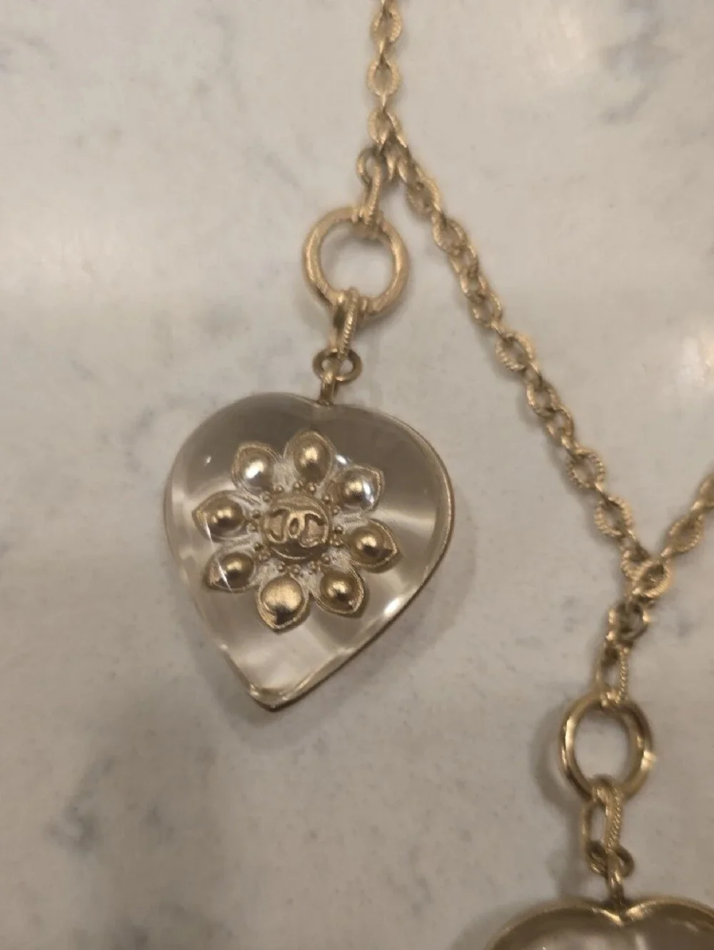 Chanel Gold-Tone Triple Heart Pendant Necklace